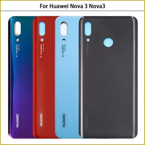 10PCS New 6.3" For Huawei Nova 3 Nova3 Battery Back Cover Rear Door For Huawei Nova 3 3D Glass Panel Housing Case Replacement