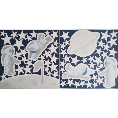 18 packs/box ASTRONAUTS PVC Sticker DIY Wall Kitchen Kids Living Room Door Plate Cup Vase Tile Accessory Functional Toy Hobby