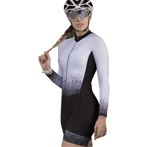 2021 Women Cycling Skinsuit Long Sleeves White Bicycle Clothes MTB Clothing Bike Outfit Macaquinho Ciclismo Feminino Manga Longa