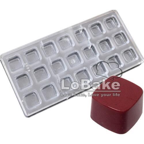 21 cavities smooth square cube Shape PC Polycarbonate chocolate ice cube mold crafts ferramenta bakery & pastry tools