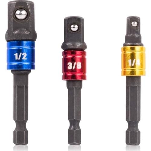3PCS/Set 1/4'' 3/8'' 1/2'' Shank Drill Hex Socket Adapter Driver Adapter Power Extension Bit Set for Drills Nut Wrench Extension