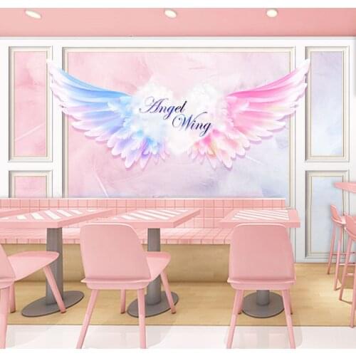 3D simulation plaster line wing mural Nordic art webcast room background wall milk tea shop wallpaper papel DE parede Waterproof