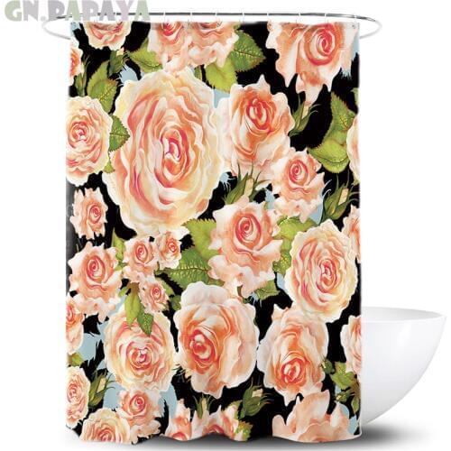 3d rose macrame tropical plants Bath Curtains Waterproof Polyester Fabric flower Shower Curtains Screen with Hooks Accessories