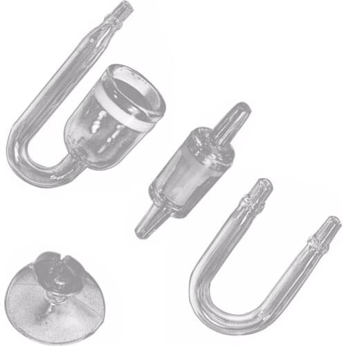 4-In-1 Aquarium CO2 Diffuser U Shape Aquarium CO2 Diffuser Check Glass Tube Suction Cup Kit Fish Tank Live Plant Atomizer Ozone