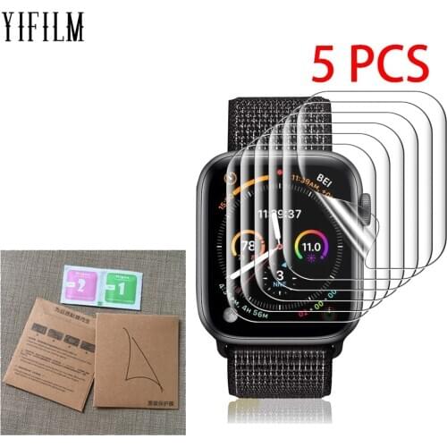 5PCS For Apple Watch Series 6 SE 5 4 IWatch 40mm 44mm FULL Coverage Screen Protector TPU Clear Film Bubble-Free Anti-Scratch