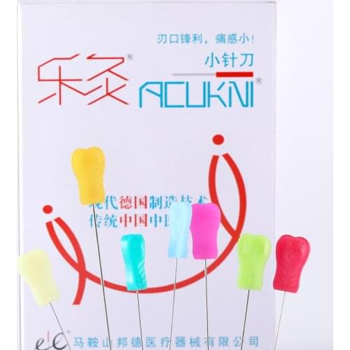 50 pcs/pack EACU Disposable sterile acupuncture needles plastic handle blade flat edge knife needle acupotomy needle
