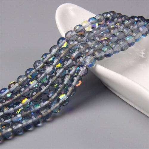 New Gray Blue Austria Crystal Glitter Moonstone Beads Round Loose Spacer Beads For Jewelry Making DIY Chrams Necklace Bracelet