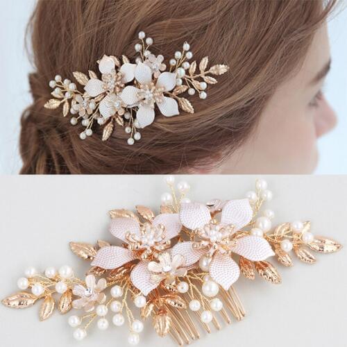 Flower Bridal Hair Combs Hair Accessories Pearl Flowre Hair Comb Head Jewelry Bridal Headpiece Wedding Hair Decoration
