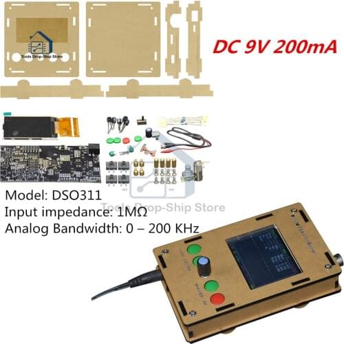 DSO311 DC 9V 200mA Mini DIY Kit Digital Oscilloscope 1MSPS 2.4 "TFT LCD STM32 12-Bit Probe With Case Box Replace DSO138