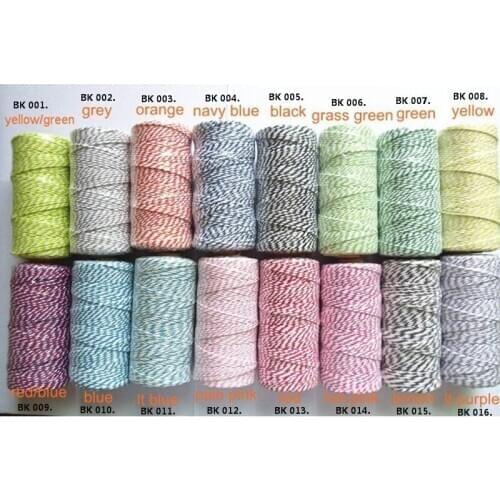 100M /spoolDouble color 100% Cotton Bakers twine 21 colors mix
