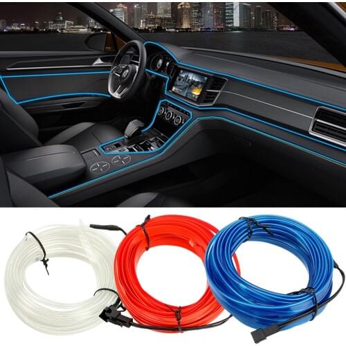 Flexible Neon EL Wire 5m Decorative Lamp Car styling Light Strips Car 12V LED Cold lights Auto Lamps
