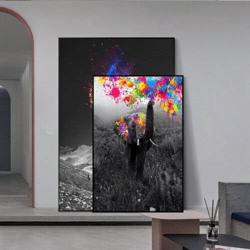 Graffiti Hippo Elephant Wall Art Poster Animal Print Canvas Painting Pop Artist Home Decorative Painting Living Room Cuadros