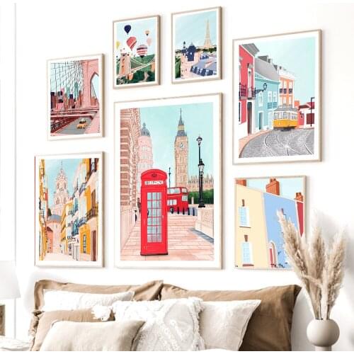 Paris New York City Landscape Canvas Painting Modern Nordic Home Decor Posters and Prints for Living Room Frameless