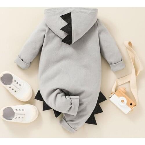 0-18M Newborn Autumn Romper Boy Baby Dinosaur Long Sleeve Jumpsuit with Hoodies Baby Clothes