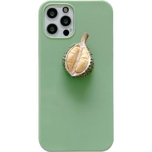 Creative 3D Durian Decoration Case for iPhone 11 12 Pro Max 8 7 6 6s Plus Xr XsMax X Xs SE 2020 12 Color Candy Soft Back Cover