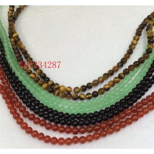 Wholesale new Natural green black brown round 4MM stone loose beads 14 "1pcs