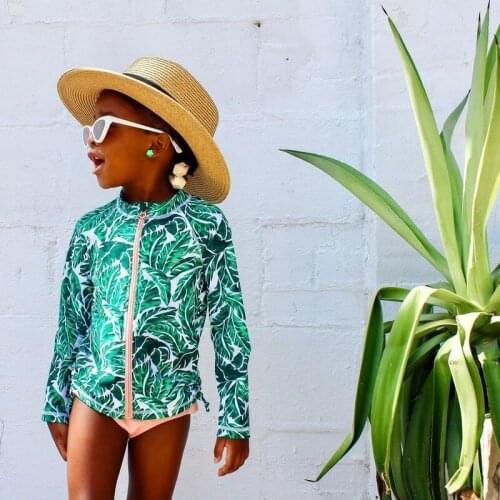 2021 New Two Piece Long Sleeve Swim Suits for Girls Swimsuit Children Swimwear Baby Bathing Suit Biquini Infantil Sun Protection