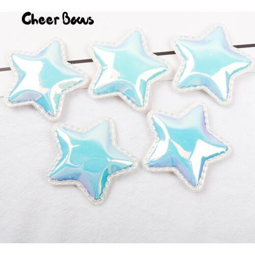 Laser PU Fabric Padded Patches Glittering Star Appliques For Handmade Crafts Clothes Sewing Supplies DIY Hair Bow Decor Material