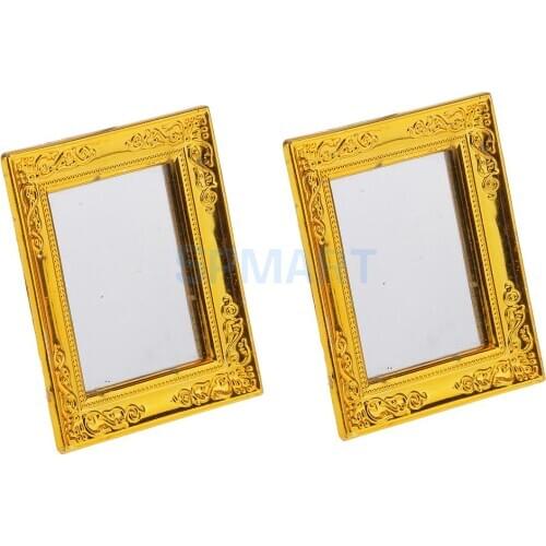 MagiDeal 1/12 Dollhouse Miniature Square Framed Mirror for Dolls Bedroom Bathroom Decoration Children Pretend Play Toy