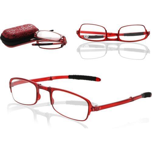 Unisex Fashion Folding Reading Glasses With Case Portable Metal Frame Eyeglass Magnifier Women Men Vision Care Eyewear +1.0 ~+4