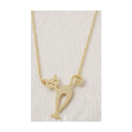 Fashion jewelry gold silver plated cute cat necklace for women 2 colours selection