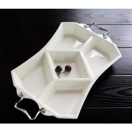 Fashion Ceramics Divisions Serving Tray Decorative Porcelain Box Off Dinner Platter Tableware for Snacks, Fruits and Candies