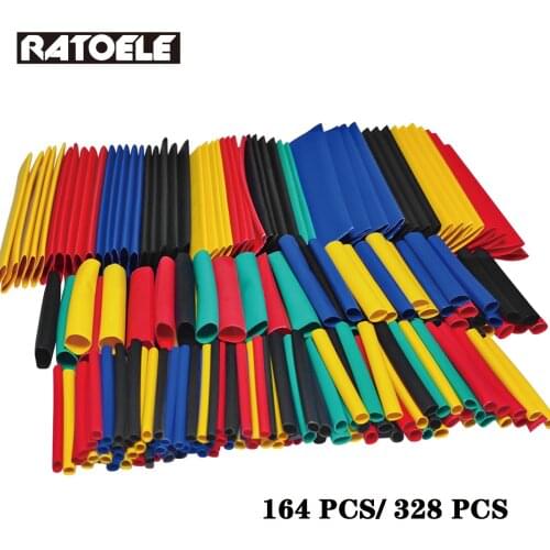 164Pcs 328Pcs Heat Shrink Tube Kit Shrinking Assorted Polyolefin Insulation Sleeving Heat Shrink Tubing Wire Cable 8 Sizes