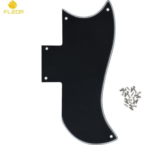 FLEOR 3Ply SG Guitar Pickguard Scratch Plate Anti-scratch Plate Black with Screws for SG '61 RI Guitar Parts