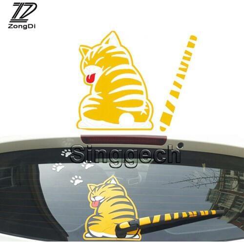 ZD Car Styling Rear Window Wiper Decals Cat Stickers For Audi A3 A1 Q3 Q5 Q7 BMW F20 E81 E87 X5 E53 E70 X1 X3 X6 E71 Accessories