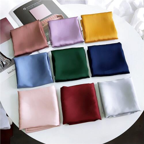 Solid Color Plain Kerchief Silk Satin Hair Scarf For Women Handkerchief Small Neck Scarfs Female 70cm Headband Scaves For Ladies
