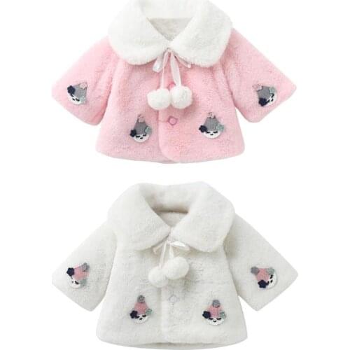 Autumn Winter Coats Baby Girl Kids Comfort Soft Long-Sleeve Loose Version Thicken Warm Fur Jacket Lovely Princess Clothes
