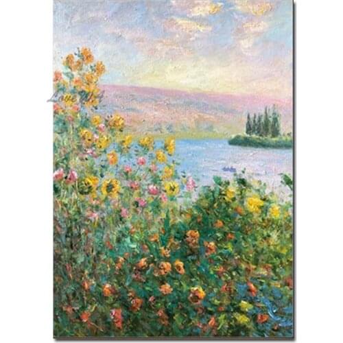 Palette Knife Outdoor Scenery Flowers Oil Painting Wall Decorative Canvas Floral Art Seascape Paintings Wall Hangings Pictures