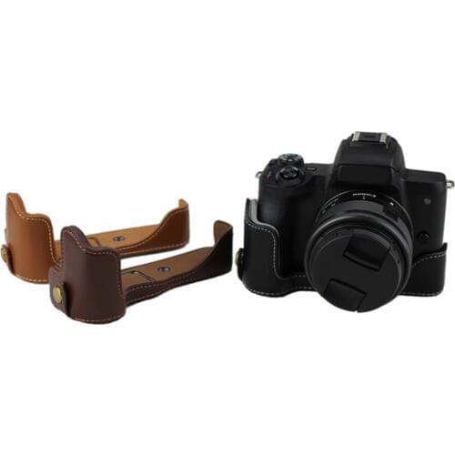 PU Leather Half Case for Canon EOS M50 Digital SLR EOS M50 Camera Brown Black Coffee