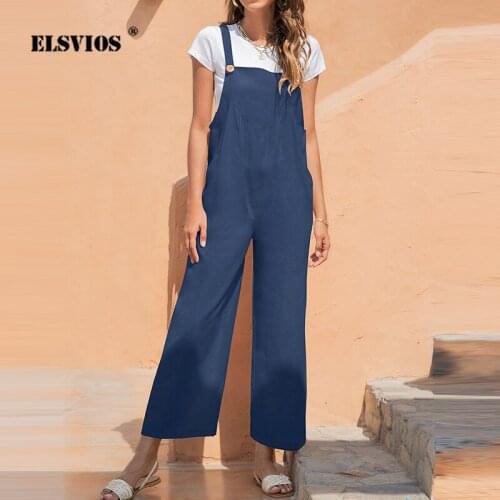 Casual Retro High Waist Wide Leg Suspenders Trousers Solid Color Straight Loose Long Strap Pants 2021 Summer Thin Trousers Women