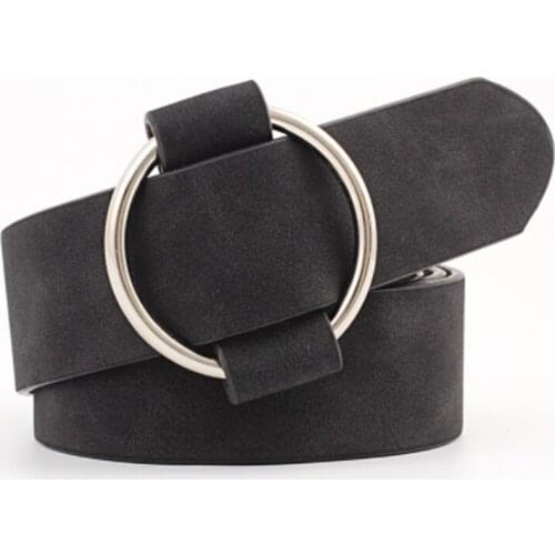 Casual Round Buckle Wide Belts For Women Dress Jeans Belt Female Ladies Faux PU Leather Straps Ceinture Black Pink Red Belts
