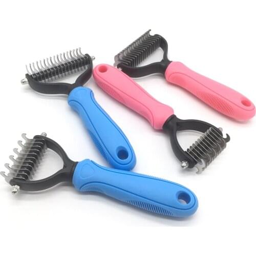 Cat Dog Hair Removal Comb Grooming Shedding Tools Fur Trimming Dematting Deshedding Brush Double Sided Long Hair Curly Comb