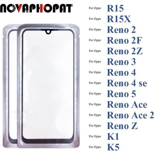 Black Digitizer LCD Sensor Glass Panel For Oppo R15 R15X K1 Reno 2 2F 2Z 3 4 se 5 Touch Screen Glass lens + With OCA Film