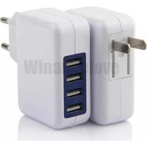 200pcs 3.1A 15W 4 Port USB Wall Charger Portable Travel Charger Power Adapter with Folding Plug for iPhone XS Android Phone
