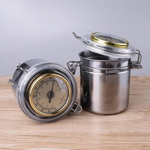 Cigarette Sealed Moisturizing Can With Hygrometer Stainless Steel Sealed Cans