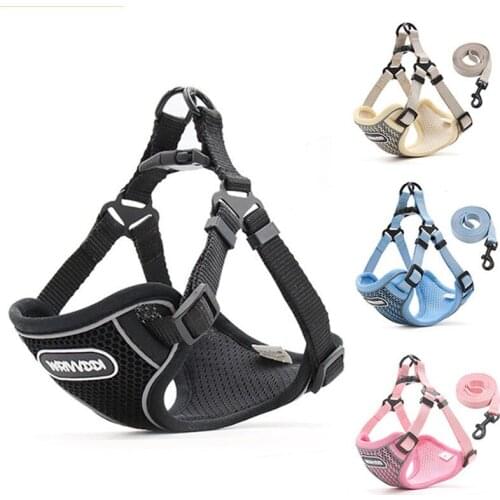Reflective Small Dog Pet Harness Leash Set Puppy Cat Vest Harness for Small Medium Dogs Breathable Cute Safety Pet Chest Straps