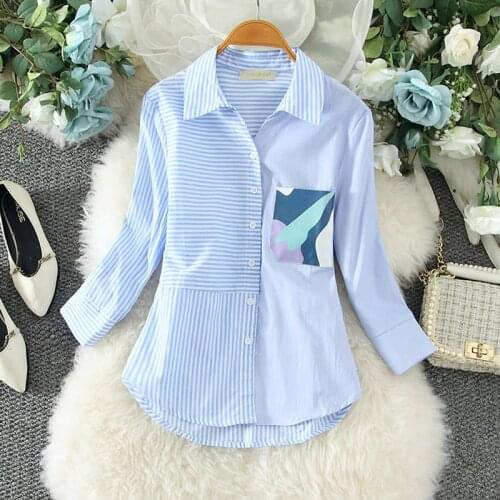 Spring Long sleeve Blouse Woman splice camouflage printing 2021 New Tops Fashion shirts Female Casual Loose Shirt Camisas mujer