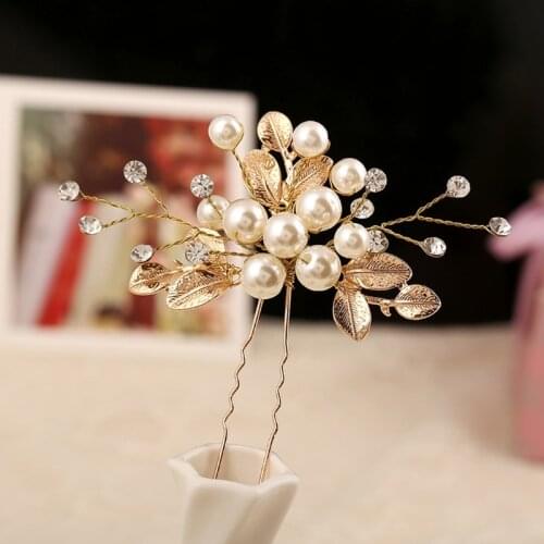 Vintage Wedding Bridal Faux Pearl Flower Hair Pins Bridesmaid Clip Side Combs