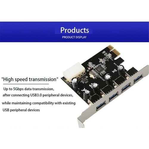 Vl805 Pcie X1 Chipset 4 Port Usb3.0 Riser Card To 4 Port Usb3.0 4 Pin Power Supply Board Pci-E Expansion Board