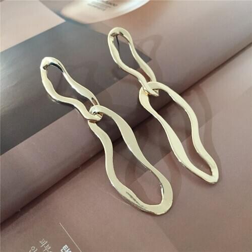 High Class Shiny Gold Irregular Circle Linked Drop Earrings For Women Girl Dainty Gift Daily Jewelry Classic Bohemia Vintage