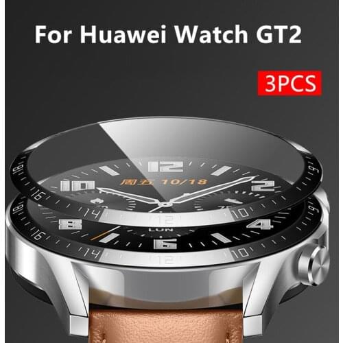 3pcs Protective Film For Huawei Watch GT 2 GT2 46mm 42mm Curved Soft Fibre Smartwatch Full Screen Protector Accessorie Not Glass