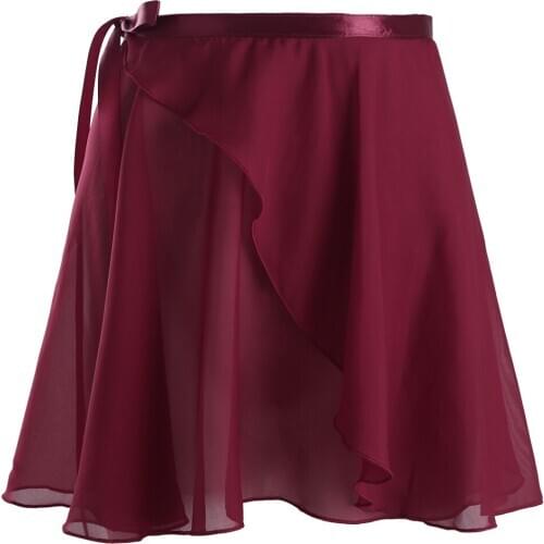 Women Girls Chiffon Dancewear Professional Ballet Wrap Skirt for Gymnastics Leotard Adult Stage Performance Dance Costume