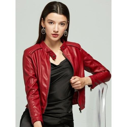 2020 Plus Size Autumn Winter Women Leather Coat Female Rivet Biker Leather Jacket Coat Women Outerwear Female Jacket 6609