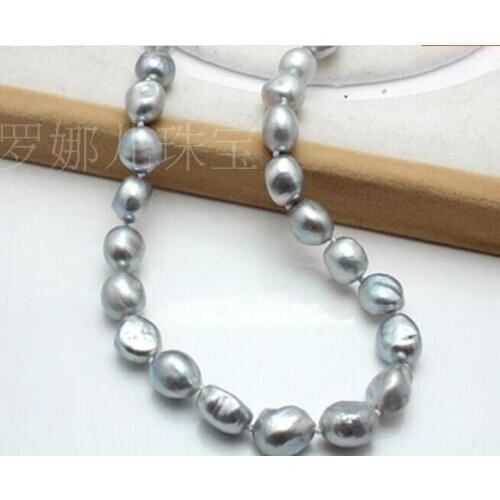 18INCH 11-12 mm SOUTH SEA BAROQUE GREY PEARL NECKLACE