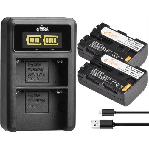 1900mAh NP-FM500H NPFM500H Battery+LED USB Dual Charger for Sony A200 A200K A200W A300 A350 A450 A580