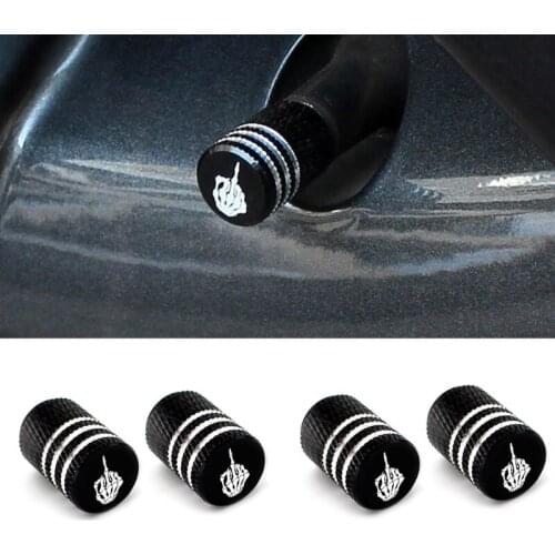 K1KE Middle Finger Logo Car Wheel Tire Valve-Stem Airtight Seal Decoration 4Pcs
